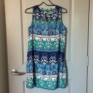 LOFT Patterned Crew Neck Dress